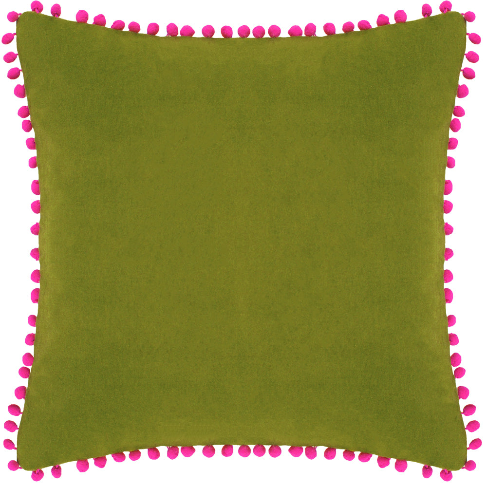 Photos - Pillow Velvet Pompom Cushion Green/Fuchsia, Green/Fuchsia / 45 x 45cm / Polyester