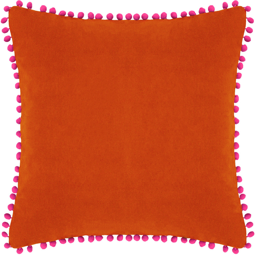 Photos - Pillow Velvet Pompom Cushion Orange/Fuchsia, Orange/Fuchsia / 45 x 45cm / Polyest