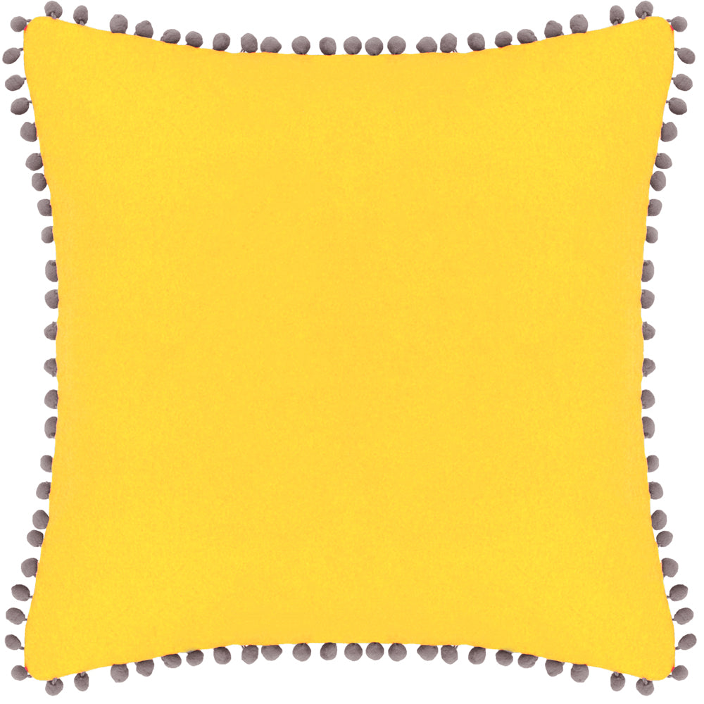Photos - Pillow Velvet Pompom Cushion Yellow/Grey, Yellow/Grey / 45 x 45cm / Polyester Fil