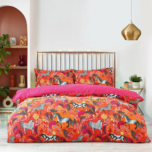 Pomelo Orange Tropical Floral Duvet Cover Set, Orange Bedding