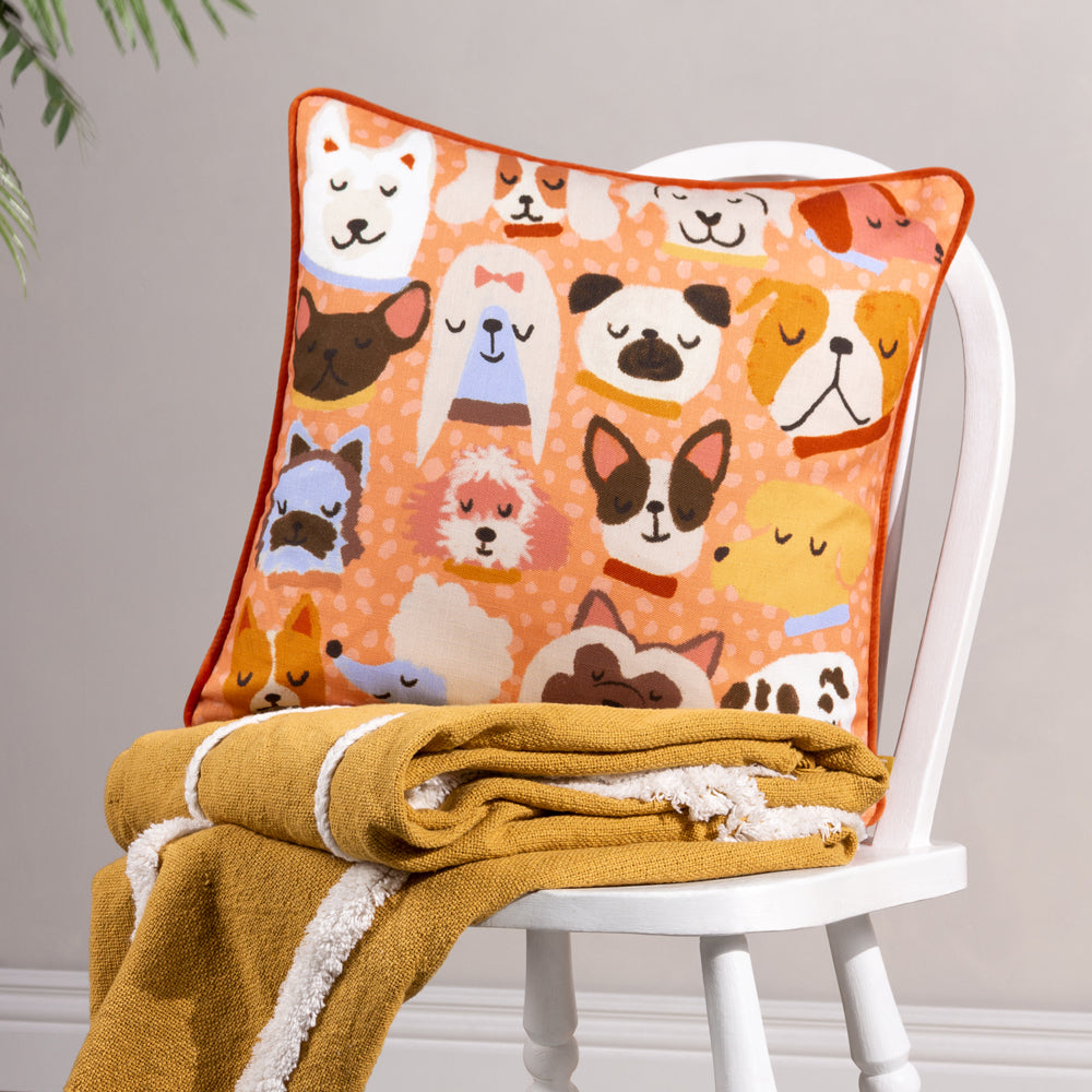 Photos - Pillow Woofers Dog Cushion Orange, Orange / 43 x 43cm / Cover Only WOOFERS/CC5/MU
