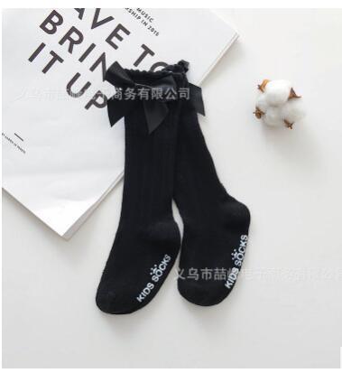 Bow Socks for Christmas Winter Non-slip Terry Cotton Sokken Princess Knee High Long