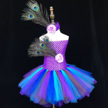 Load image into Gallery viewer, Girls Peacock Feather Tutu Dress
