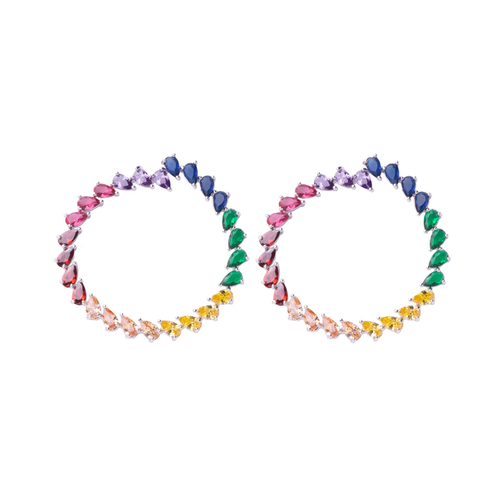 Pear Cut Large Rainbow Hoop Earrings - Styl'd by Nora