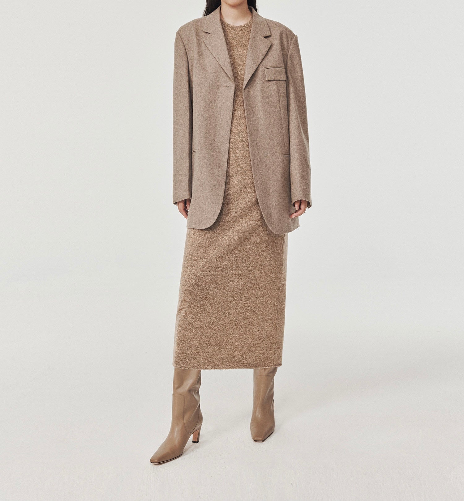 Signature Knitted Wool Dress Oatmeal – MARCÉLA LONDON
