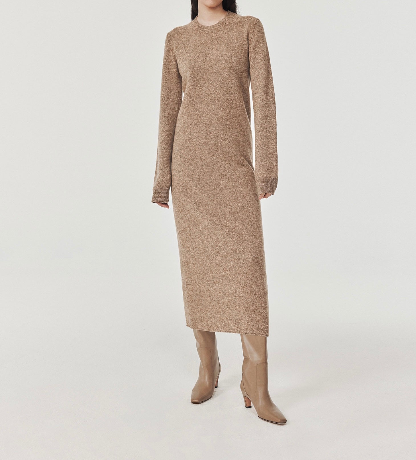 Signature Knitted Wool Dress Oatmeal – MARCÉLA LONDON