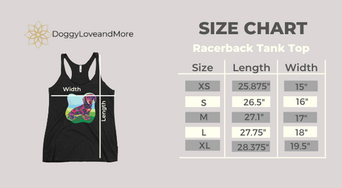 DoggyLoveandMore Racerback Tank Top Size Chart