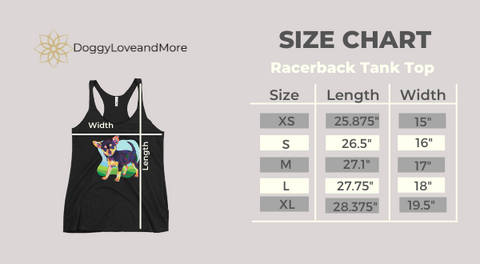 DoggyLoveandMore Racerback Tank Top Size Chart