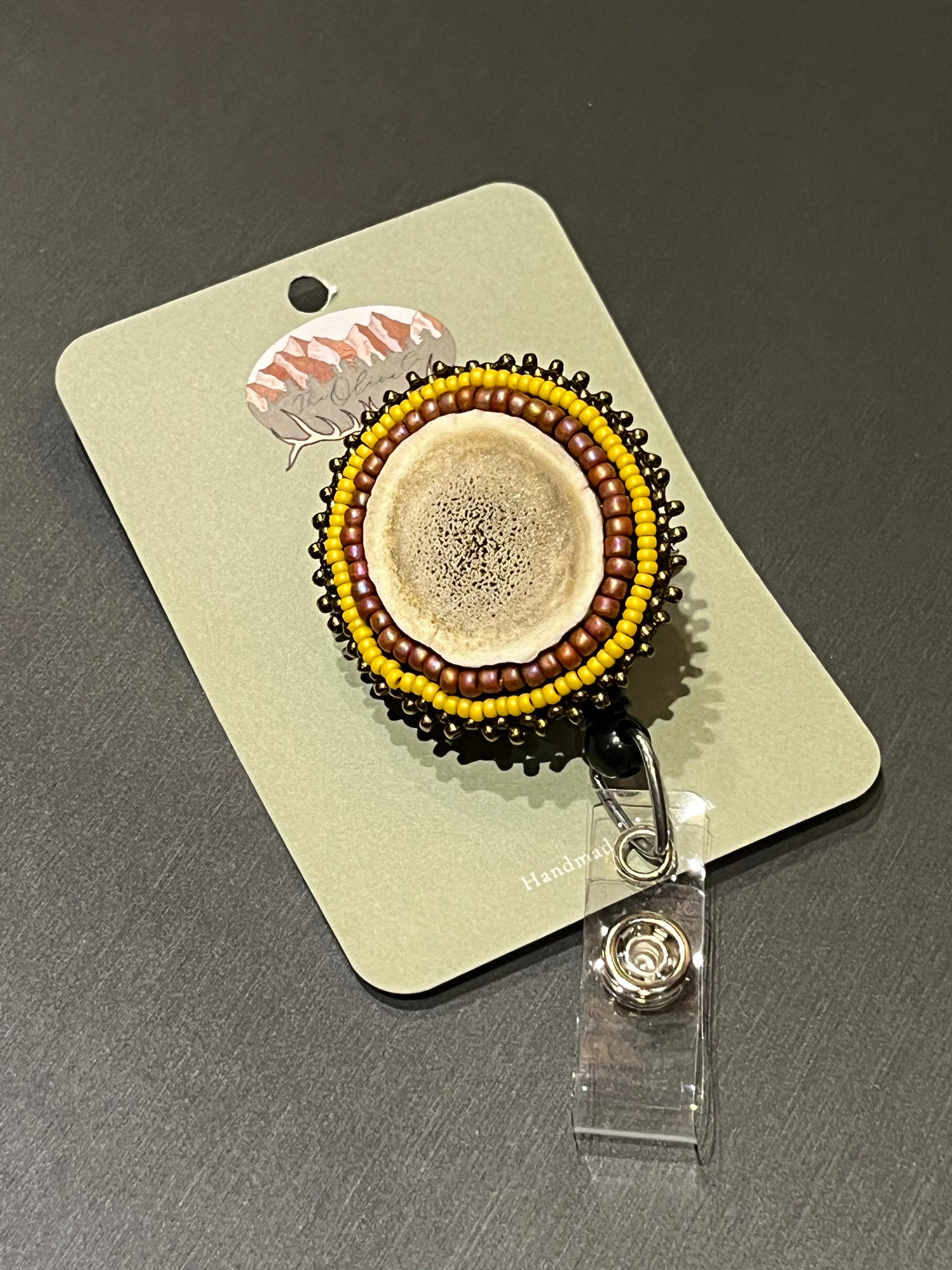 Beaded Antler Badge Reel