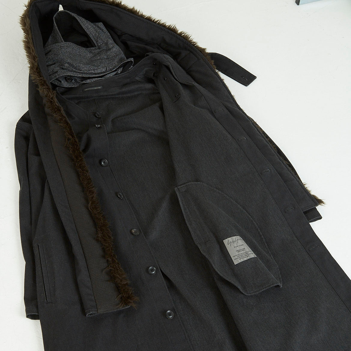 Yohji Yamamoto Detachable Faux Fur Hood Coat - Aro Archive