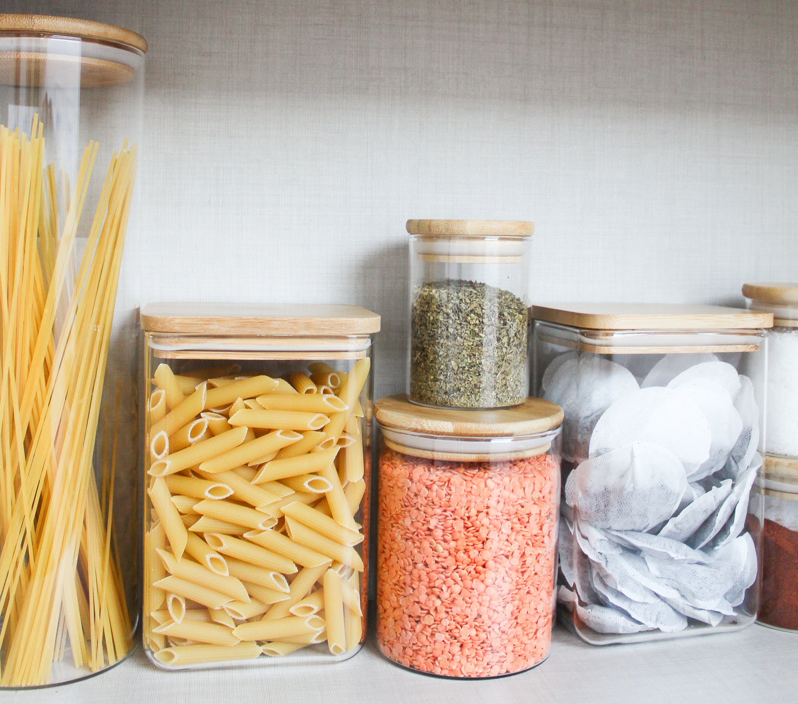 Personalized Kitchen Glass Food Storage Containers with Bamboo