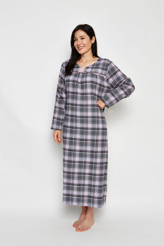 Kayanna Grey Plaid Flannel Nightgown – Indulge Boutique