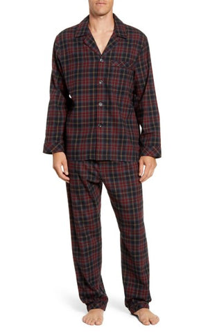 followme Mens Plaid Button Front Flannel Pajamas Set India