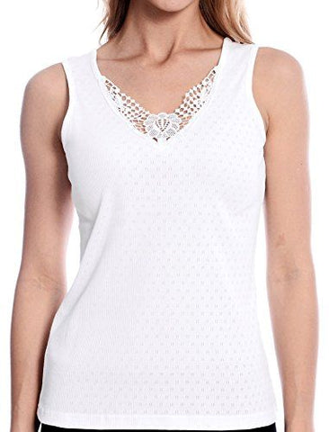 OnGossamer Cabana Cotton V-Neck Lace Trimmed Camisole