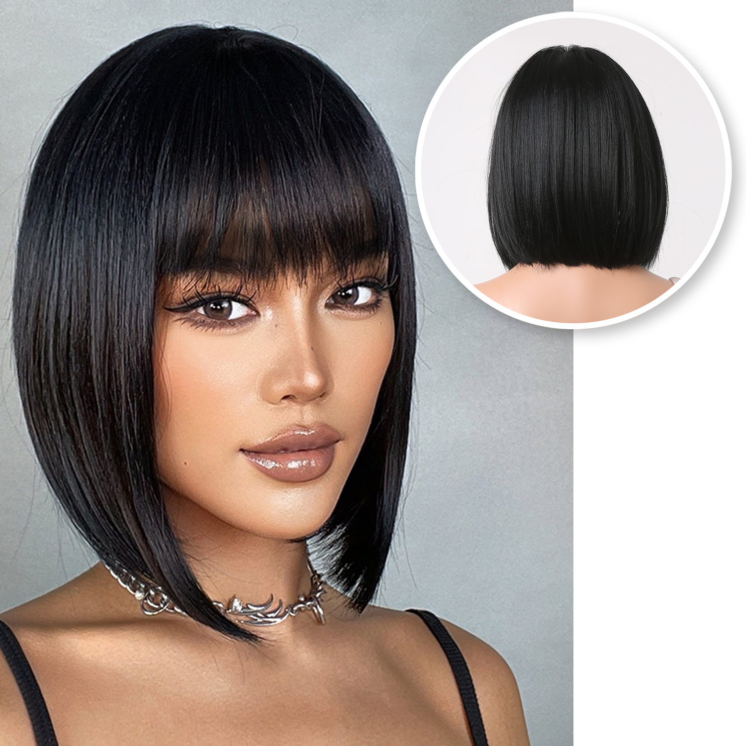 Zwarte Pruik - Pruiken Dames Kort Haar - Wig - Zwart 30 cm – Sassy Goods