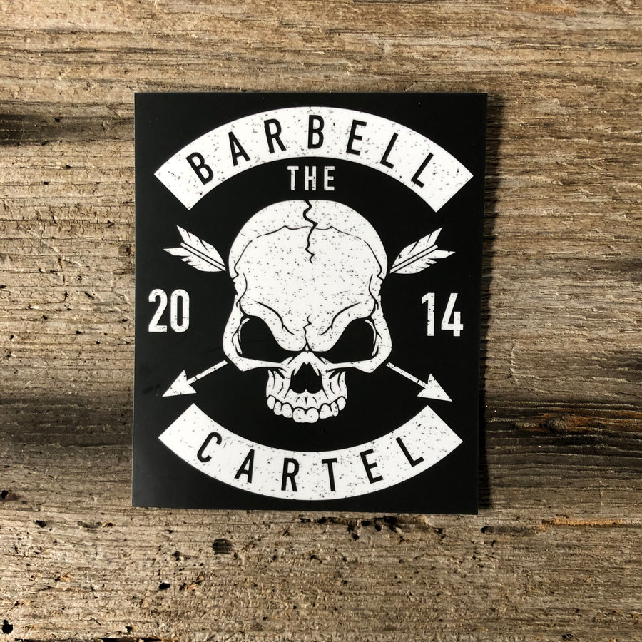 Skull & Arrow 3x4 sticker ( Black ) - The Barbell Cartel , Weightlifting, wrist wraps, booty shorts, mesh leggings, weight belt, Board shorts