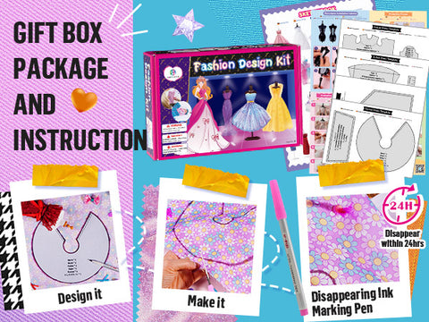 Fashion Designer Kits for Girls,Creativity DIY Arts & Crafts Kit for Girls,  Sewing Kit for Kids Age 8-12,Kids Fashion Design Kit for Birthday Gifts Age  6 7 8 9 10 11 12+ –