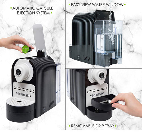 3 in 1 Espresso Coffee Machine with Capsules for Nespresso , Dolce Gusto  and Ground Coffee,White + 1Case of Respresso Borbone Pods 100ct.