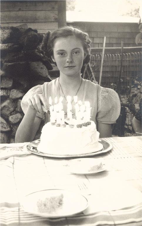 AA-210 Wistful Girl with Birthday Cake - Vintage Image