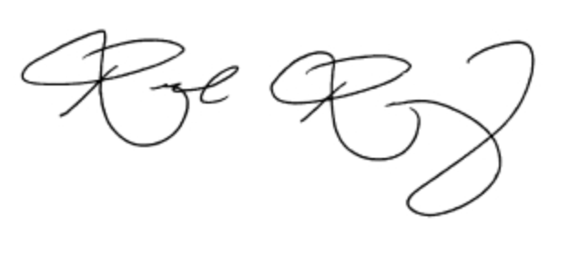 Stylized cursive handwriting, potentially a signature, written in black ink.