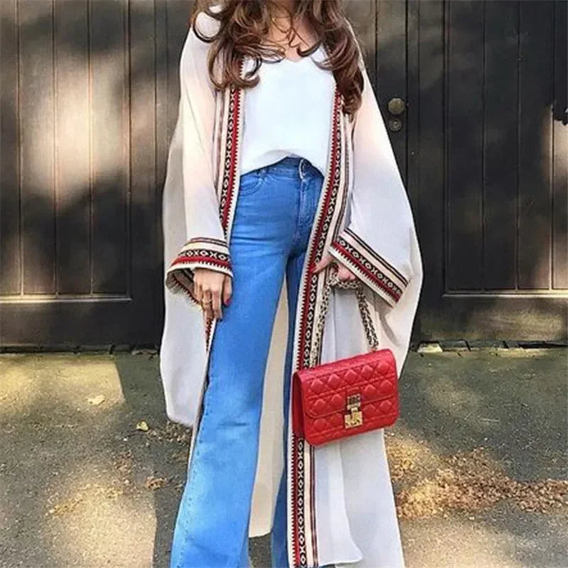 White Chiffon Long Maxi Kimono Cardigan