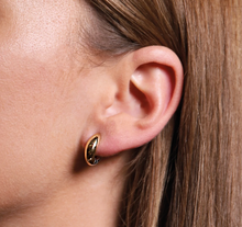 Load image into Gallery viewer, Oval Gold Plated Silver Hoop Earrings
