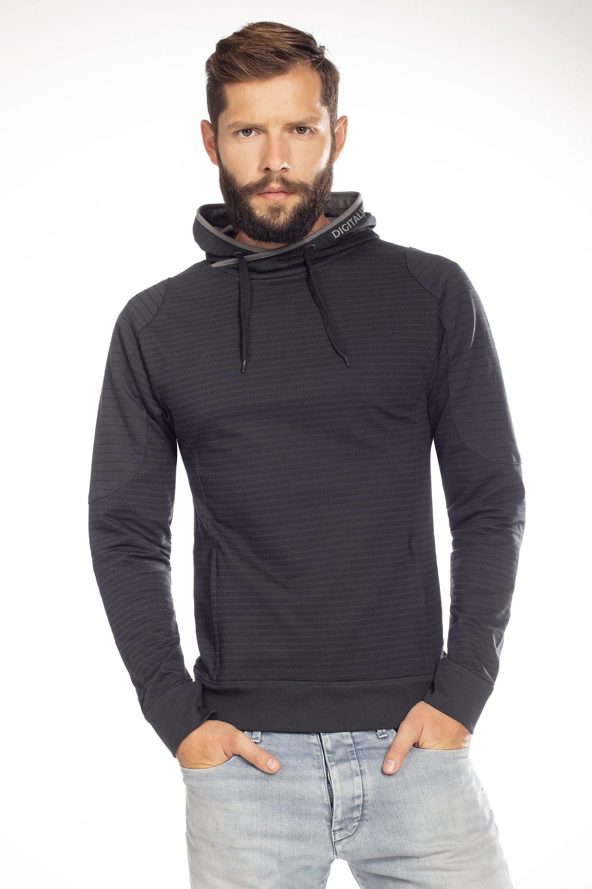 Binary Crossed-Neck Graphite Hoodie – Hodlr