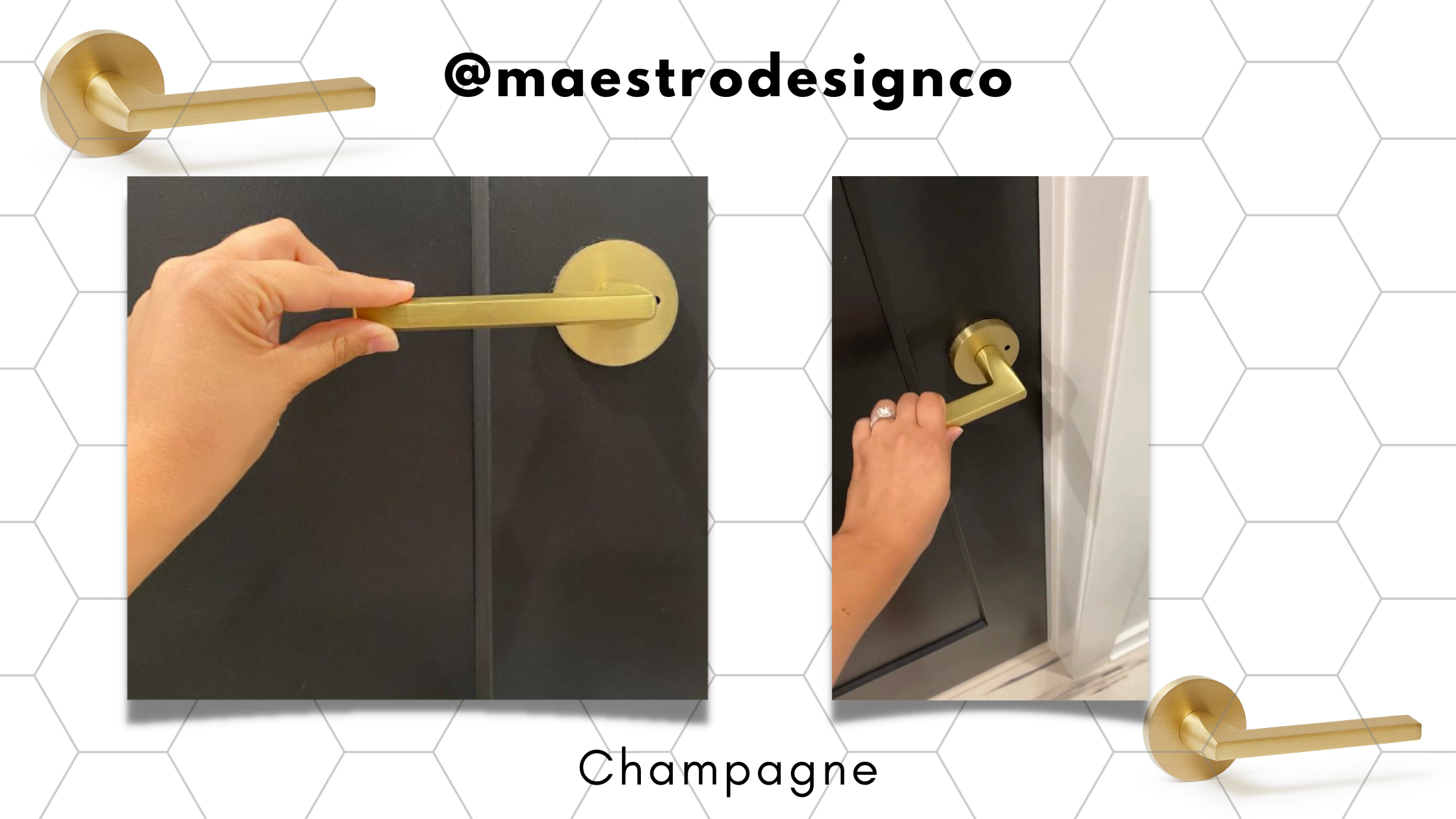 Champagne handle in satin brass on a round rose