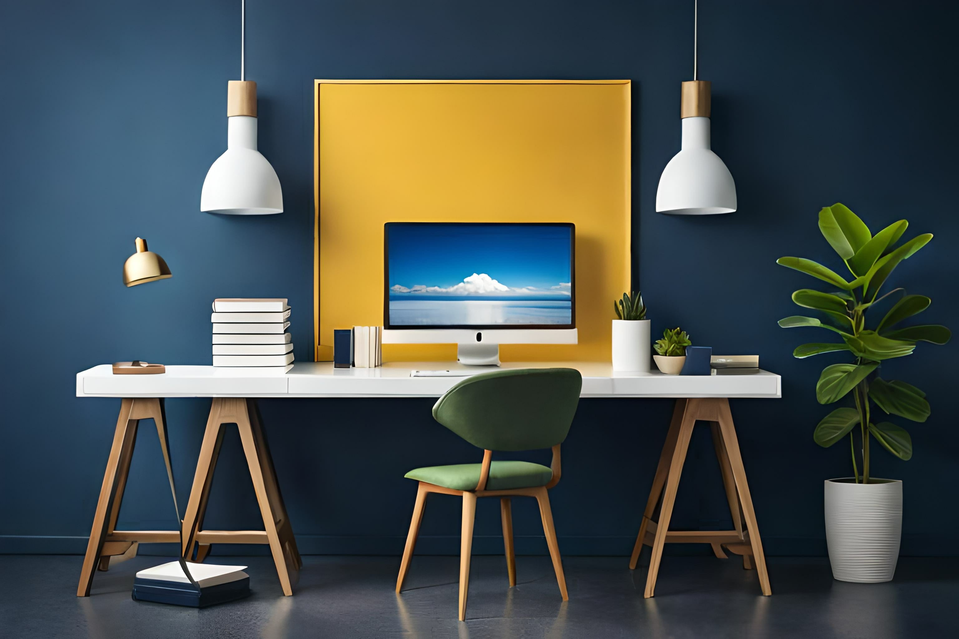 Colorful office energetic and calming inspiring tones