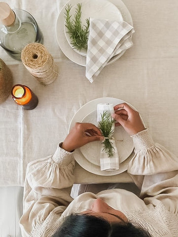 Oatmeal linen tablecloth - LinenBarn