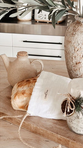 White linen bread bag - LinenBarn