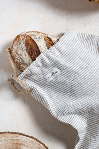 Pinstripe Linen Bread Bag