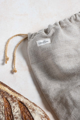 Reusable Linen Bags for Food Storage - Bread Keeper with Drawstring