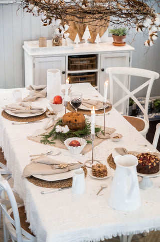Rustic White linen tablecloth - LinenBarn