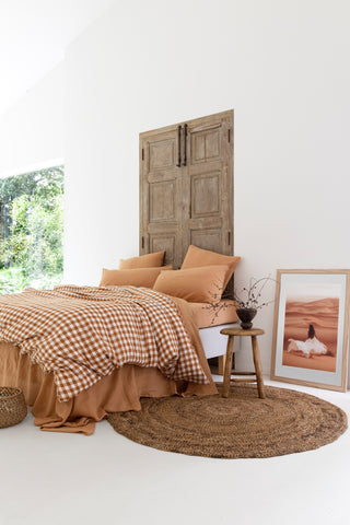 Cinnamon Gingham Bedding Set - LinenBarn