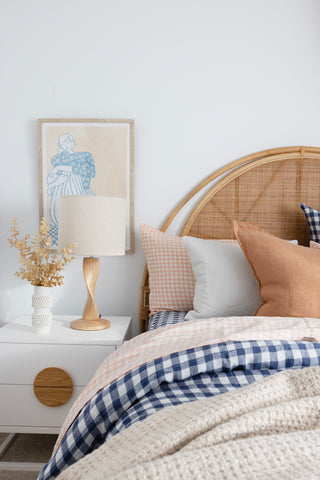 Indigo Gingham Linen Bedding Set - LinenBarn