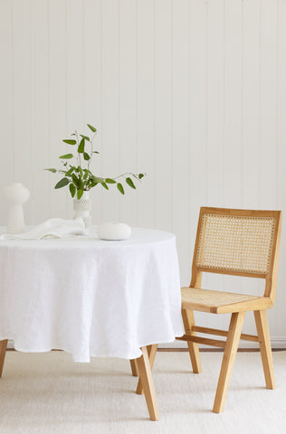 White Round Linen Tablecloth - LinenBarn