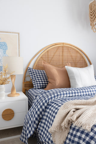 Indigo Gingham Linen Bedding Set - LinenBarn