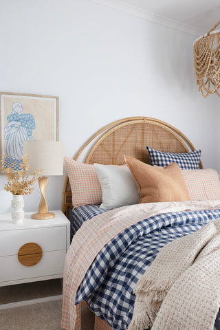 Indigo Gingham Linen Bedding Set - LinenBarn