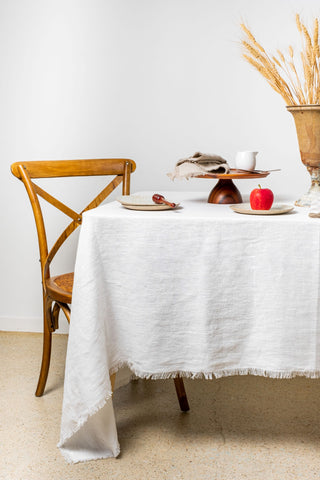 White Linen Tablecloth for rustic style wedding - LinenBarn