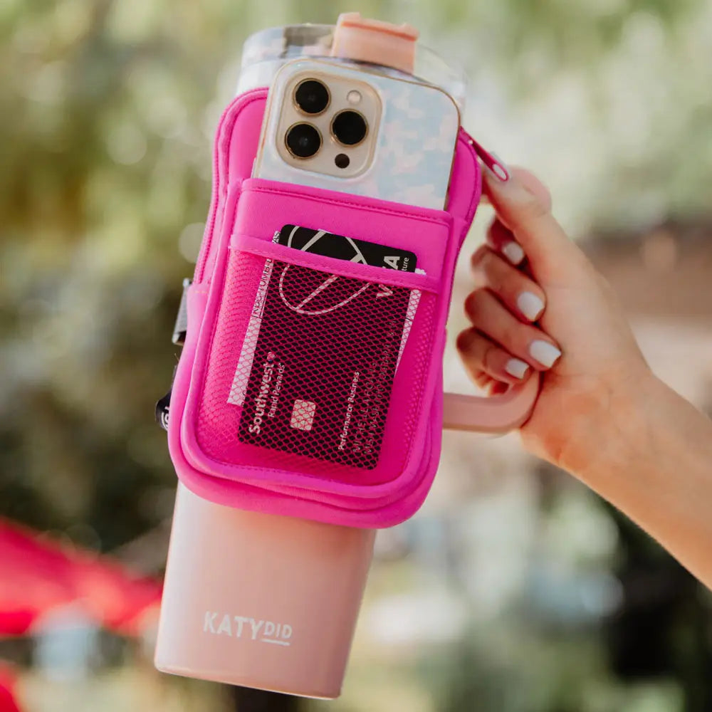 Hot Pink Tumbler Zipper Pouch Fanny Pack