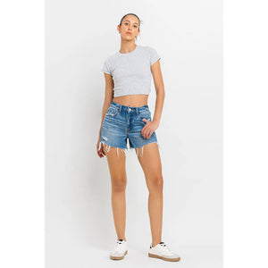 High Rise Distressed A Line Shorts - The Society Marketplace