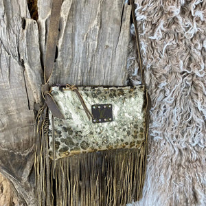 Rowdy Ranch Upcycled Maxine Gold Leopard Crossbody Handbag - The Society Marketplace