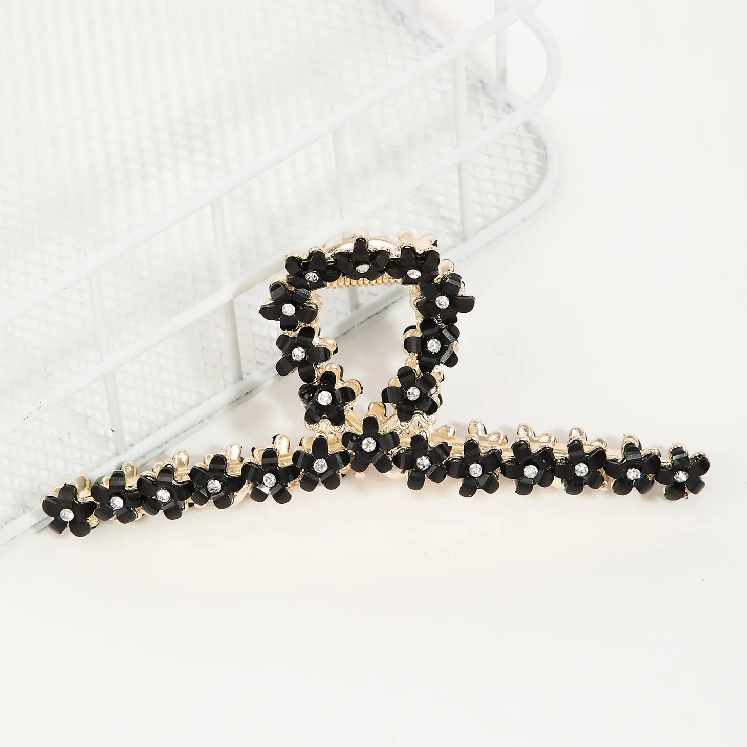 Flower Jaw Hair Clip - Black