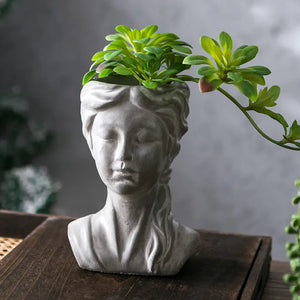 Cement Musing Girl Planter - The Society Marketplace