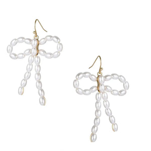 Pearl Bow Dangle Earrings - Coquette - The Society Marketplace