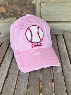 Pink Baseball Distressed Ball Cap - The Society Marketplace