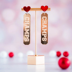 Chiefs Red & Gold Champs Drop Dangle Earrings - The Society Marketplace