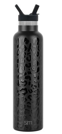 Lv inspired matte black water bottle