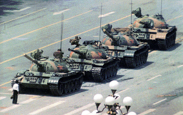 Image showing man standing in front of tanks at Tianenmen Square in protest in 1989